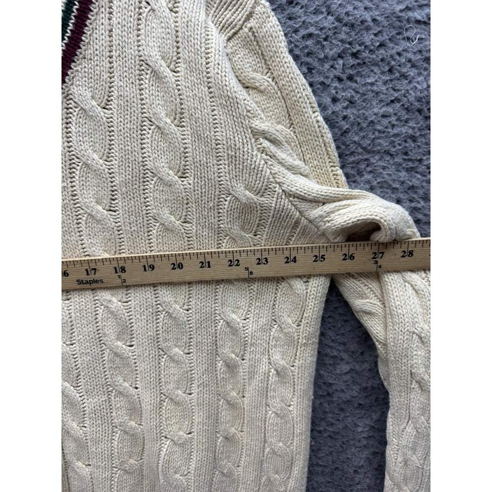 Vintage Polo Ralph Lauren Linen Blend Cable Knit Cricket V-Neck Sweater Mens XXL - Picture 10 of 11
